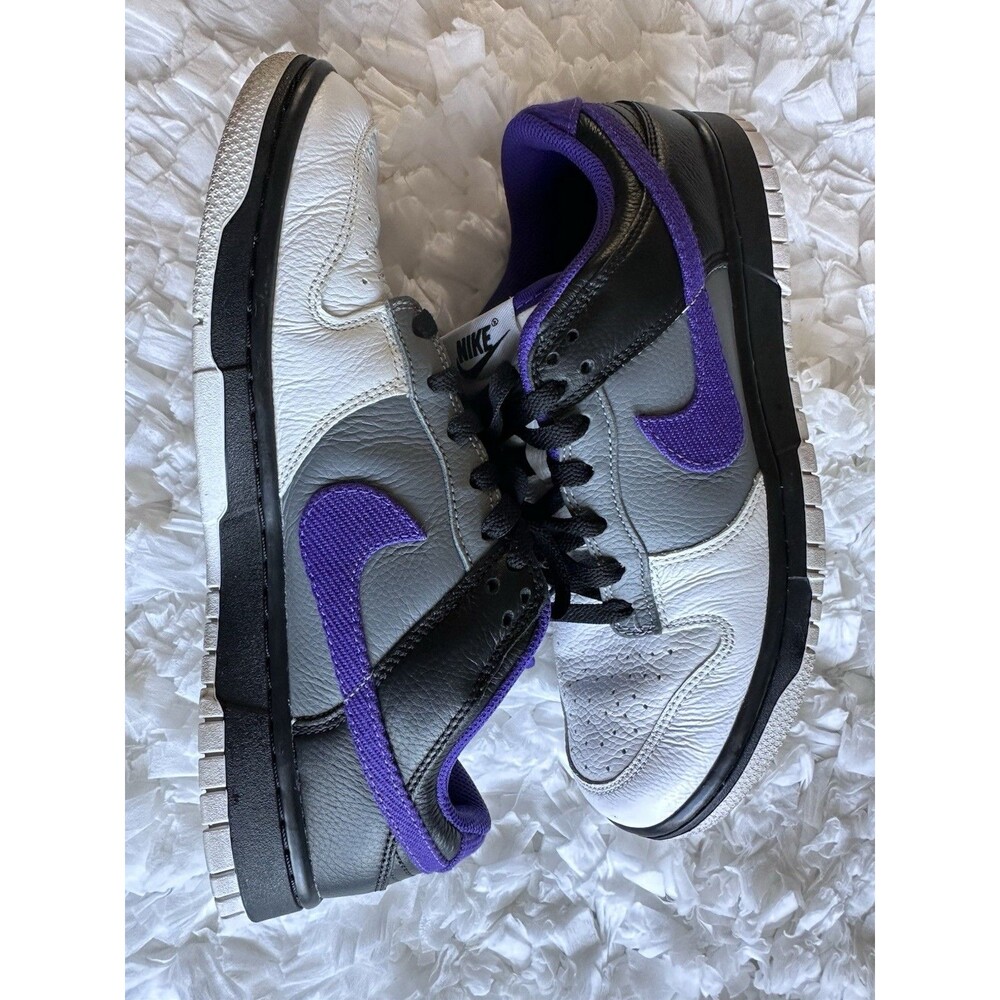 Nike Low Dunk Gray Black Purple Leather Sneakers Size 9 Lace Up Casual Custom